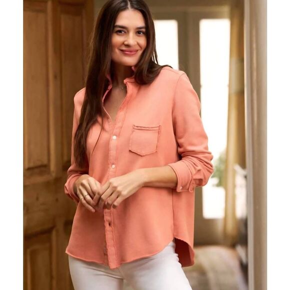 FRANK & EILEEN eileen sweatshirt button triple fleece in pink Sz Large - Picture 1 of 6